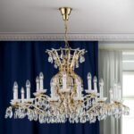 Candelabru Modern HIROHITO 21 Brate din Alama Masiva Placata cu Aur 24Kt, cu cristale SCHÖLER E14 21x40W  LU 2143/14+7 GOLD ORION