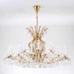 Candelabru Modern HIROHITO 21 Brate din Alama Masiva Placata cu Aur 24Kt, cu cristale SCHÖLER E14 21x40W  LU 2143/14+7 GOLD ORION - imagine 4