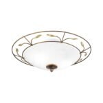 Plafoniera Florentina LUCA DL 7-338/2 ANTIK  E14 2x40W Suport Metal Alb, Abajur din Sticla Mat cu Picatele Albe si Modele din Fier Forjat Subtire Patina pe Margine, Diametru 40cmORION - imagine 5