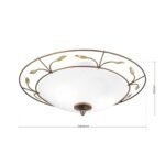 Plafoniera Florentina LUCA DL 7-338/2 ANTIK  E14 2x40W Suport Metal Alb, Abajur din Sticla Mat cu Picatele Albe si Modele din Fier Forjat Subtire Patina pe Margine, Diametru 40cmORION - imagine 8