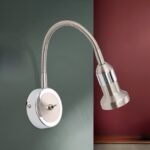 Aplica de perete cu un spot directionabil SEBA STR 10-388/1 SATIN G10 1x50W Baza Metal Chrom cu Brat Flexibil cu Buton si Spot Metal Chrom ORION