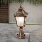 Stalp exterior clasic AIKO Patina AL 11-1139/1 PATINA E27 1x60W Stil Felinar London IP23 H59cm ORION - imagine 3