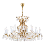 Candelabru Modern HIROHITO 21 Brate din Alama Masiva Placata cu Aur 24Kt, cu cristale SCHÖLER E14 21x40W  LU 2143/14+7 GOLD ORION - imagine 3