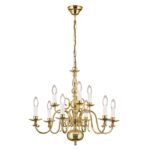 Candelabru cu Lant FLAMISCH Alama Luciosa LU 1235/6+3 MS E14 6+3x40W Inaltime 115cm Brate din Alama Solida ORION - imagine 2