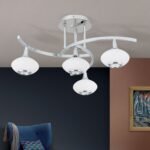Lustra LIA G9 4x40W Cadru Chrom in forma de Elice cu Abajur de Sticla Alb+Chrom ORION