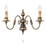Aplica Stilluster FLAMISCH cu 2 brate, lucrata manual din alama masiva patinata Imitatie Lumanari E14 2x40W cu Intrerupator Snur ORION - imagine 5