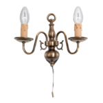 Aplica Stilluster FLAMISCH cu 2 brateWA 2-423/2 PATINA, lucrata manual din alama masiva patinata Soclu E14 2x40W Imitatie Lumanari  cu Intrerupator Snur ORION - imagine 5