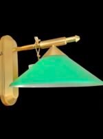 Aplica Perete ARTDESIGN WA 2-983/1 MS-MATT E14 1x60W Cadru si Brat din Alama Satinata cu Abajur Concav Sticla Groasa Verde ORION
