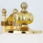 Aplica Perete Vintage WIENER NOSTALGIE WA 2-470/2MS ABW/328  OPAL GLANZEN E27 2x60W Cadru si Brate din Alama Masiva Auriu, Abajur Sticla Groasa Glob Alb ORION - imagine 3