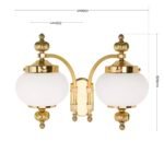 Aplica Perete Vintage WIENER NOSTALGIE WA 2-470/2MS ABW/328  OPAL GLANZEN E27 2x60W Cadru si Brate din Alama Masiva Auriu, Abajur Sticla Groasa Glob Alb ORION - imagine 5