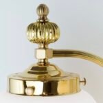 Aplica Perete Vintage WIENER NOSTALGIE WA 2-470/2MS ABW/328  OPAL GLANZEN E27 2x60W Cadru si Brate din Alama Masiva Auriu, Abajur Sticla Groasa Glob Alb ORION - imagine 4