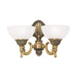 Aplica de perete stil clasic ROCCA WA 2-1201/2 BRONZE E27 2x60W Cadru Metal Bronz si Abajur Sticla Matt ORION - imagine 2