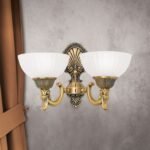 Aplica de perete stil clasic ROCCA WA 2-1201/2 BRONZE E27 2x60W Cadru Metal Bronz si Abajur Sticla Matt ORION