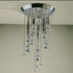 Plafoniera design modern de lux GALAXY, DL 7-190/10 CHROM  E14 10x40W Baza crom cu Sageti Verticale Chrom Neuniforme si 12 Samburi sticla Cristalinizataa Spectra pe Lantisor ORION