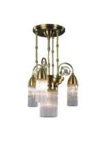 Lustra Reglabila STABCHENSERIE LU 1524/3+1 BRONZE 3x40W E14 + 1x60W E27 Baza Metal Auriu si Abajur Turturi de Sticla Cristalinizata ORION - imagine 2
