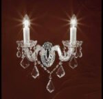 Aplica Clasica THERESSA Imitatie Lumanari E14 2x40W Brate Chrom/Plastic Transparent si Cristale K9 si Farfurii din Sticla Groasa Latime36cm, Inaltime 25cm, Adancime 23cm ORION - imagine 5