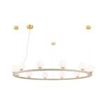 Lampă suspendată TUMBLER, Ø 120cm, G9 12 x 40W abajur glob sticla opal-mat orientată în sus, cadru metal finisaj kaki IP 20 ORION - imagine 2