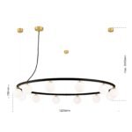 Lampă suspendată TUMBLER, Ø 120cm, G9 12 x 40W abajur glob sticla opal-mat, cadru metal finisaj negru IP 20 ORION - imagine 6