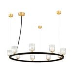 Lampă suspendată TUMBLER, Ø 85cm, G9 9 x 40W abajur sticla transparenta cu decupaj, cadru metal finisaj negru IP 20 ORION - imagine 2