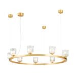 Lampă suspendată TUMBLER, Ø 85cm, G9 9 x 40W abajur sticla transparenta cu decupaj, cadru metal finisaj alama mata IP 20 ORION - imagine 2