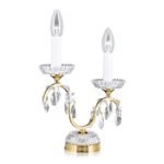 Lampa de masa moderna HIROHITO 2 Brate din Alama Masiva Placata cu Aur 24Kt, cristale SCHÖLER E14 2x40W ORION - imagine 2