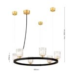 Lampă suspendată TUMBLER, Ø 60cm, G9 6 x 40W abajur sticla transparenta cu decupaj, cadru metal finisaj negru IP 20 ORION - imagine 6
