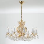 Candelabru Modern HIROHITO 10 Brate din Alama Masiva Placata cu Aur 24Kt, cu cristale SCHÖLER E14 10x40W ORION - imagine 2