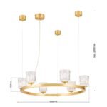 Lampă suspendată TUMBLER, Ø 60cm, G9 6 x 40W abajur sticla transparenta cu decupaj, cadru metal finisaj alama mata IP 20 ORION - imagine 6