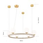 Lampă suspendată TUMBLER, Ø 65cm, G9 6 x 40W abajur glob sticla opal-mat, cadru metal finisaj kaki IP 20 ORION - imagine 6