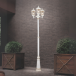 Lampadar pentru exterior PUCHBERG,  E27 3x60W aluminiu finisaj alb/auriu, geam fumuriu inaltime 255cm IP43 ORION