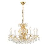 Candelabru Modern HIROHITO 8 Brate din Alama Masiva Placata cu Aur 24Kt, cu cristale SCHÖLER E14 8x40W ORION - imagine 2