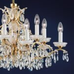 Candelabru Modern HIROHITO 6+6 Brate din Alama Masiva Placata cu Aur 24Kt, cu cristale SCHÖLER E14 12x40W ORION - imagine 3