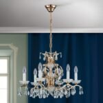 Candelabru Modern HIROHITO 6 Brate din Alama Masiva Placata cu Aur 24Kt, cu cristale SCHÖLER E14 6x40W ORION - imagine 6