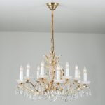 Candelabru Modern HIROHITO 6+6 Brate din Alama Masiva Placata cu Aur 24Kt, cu cristale SCHÖLER E14 12x40W ORION - imagine 2