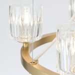 Lampă suspendată TUMBLER, Ø 60cm, G9 6 x 40W abajur sticla transparenta cu decupaj, cadru metal finisaj alama mata IP 20 ORION - imagine 3