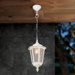 Suspensie pentru exterior PUCHBERG,  E27 1x60W aluminiu finisaj alb/auriu, geam fumuriu inaltime 105cm IP40 ORION - imagine 3