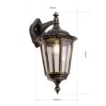 Aplica pentru exterior PUCHBERG in jos,  E27 1x60W aluminiu finisaj negru/auriu, geam fumuriu inaltime 45cm IP44 ORION - imagine 6
