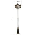 Lampadar pentru exterior PUCHBERG,  E27 3x60W aluminiu finisaj negru/auriu, geam fumuriu inaltime 255cm IP43 ORION - imagine 6
