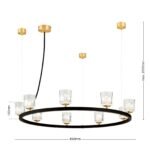 Lampă suspendată TUMBLER, Ø 85cm, G9 9 x 40W abajur sticla transparenta cu decupaj, cadru metal finisaj negru IP 20 ORION - imagine 6