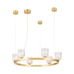 Lampă suspendată TUMBLER, Ø 60cm, G9 6 x 40W abajur sticla transparenta cu decupaj, cadru metal finisaj alama mata IP 20 ORION - imagine 2