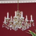 Candelabru Modern HIROHITO 9 Brate din Alama Masiva Placata cu Aur 24Kt, cu cristale SCHÖLER E14 9x40W ORION - imagine 5