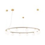 Lampă suspendată TUMBLER, Ø 120cm, G9 12 x 40W abajur glob sticla opal-mat orientată în jos, cadru metal finisaj kaki IP 20 ORION - imagine 2
