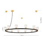 Lampă suspendată TUMBLER, Ø 115cm, G9 12 x 40W abajur sticla transparenta cu decupaj, cadru metal finisaj negru IP 20 ORION - imagine 6