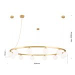Lampă suspendată TUMBLER, Ø 120cm, G9 12 x 40W abajur glob sticla opal-mat orientată în jos, cadru metal finisaj alama mata IP 20 ORION - imagine 6