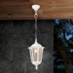 Suspensie pentru exterior PUCHBERG,  E27 1x60W aluminiu finisaj alb/auriu, geam fumuriu inaltime 105cm IP40 ORION