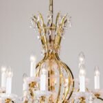 Candelabru Modern HIROHITO 18 Brate din Alama Masiva Placata cu Aur 24Kt, cu cristale SCHÖLER E14 18x40W ORION - imagine 3