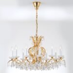Candelabru Modern HIROHITO 12 Brate din Alama Masiva Placata cu Aur 24Kt, cu cristale SCHÖLER E14 12x40W ORION - imagine 2
