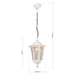 Suspensie pentru exterior PUCHBERG,  E27 1x60W aluminiu finisaj alb/auriu, geam fumuriu inaltime 105cm IP40 ORION - imagine 6