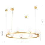 Lampă suspendată TUMBLER, Ø 90cm, G9 9 x 40W abajur glob sticla opal-mat orientată în sus, cadru metal finisaj alama mata IP 20 ORION - imagine 6