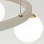 Lampă suspendată TUMBLER, Ø 65cm, G9 6 x 40W abajur glob sticla opal-mat orientată în jos, cadru metal finisaj kaki IP 20 ORION - imagine 3